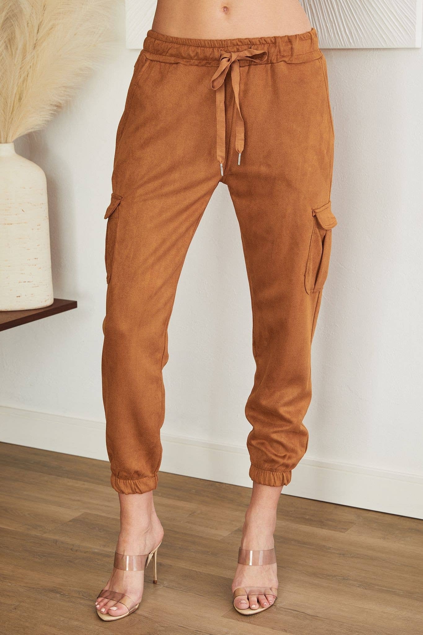 Faux Suede Cargo Pants